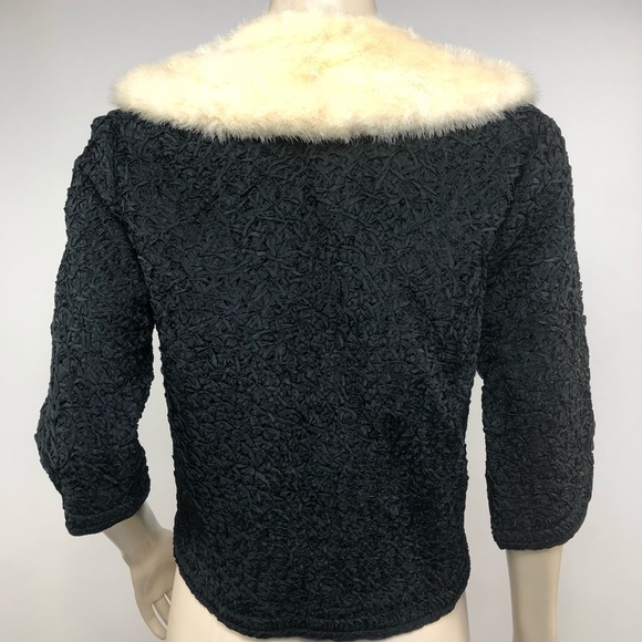 Vintage Black Fur Collar Jacket Fits Like Medium - Picture 4 of 4